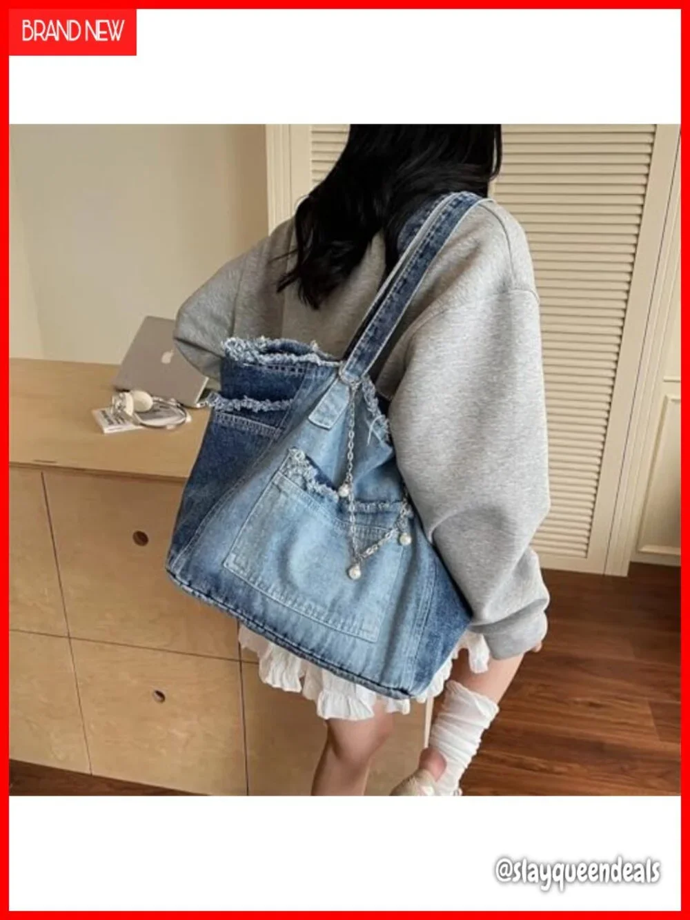 Denim Hobo Jean Handbag Large Tote Shoulder Bag